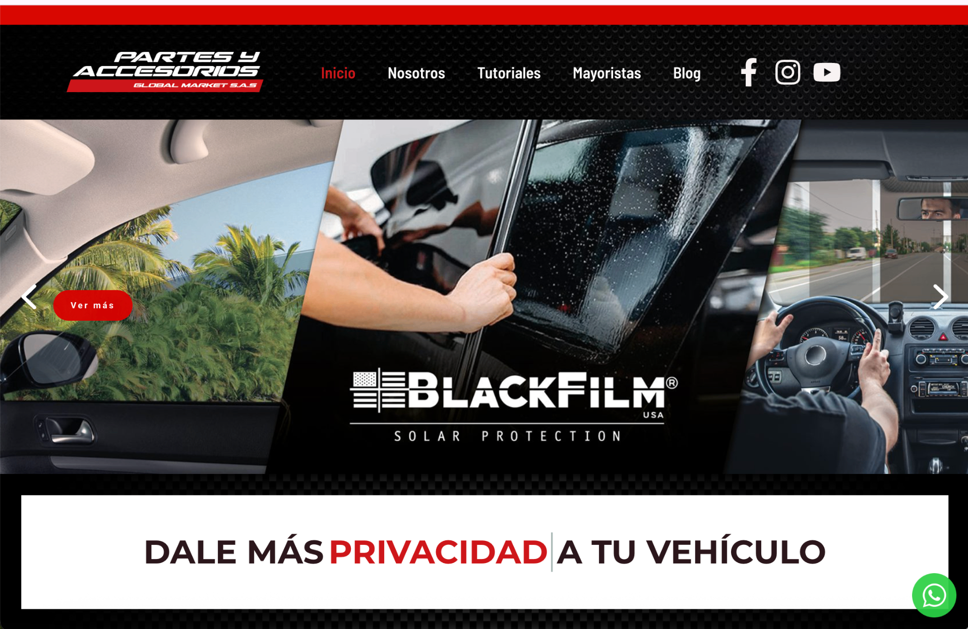 Partes y Accesorios · Landing page